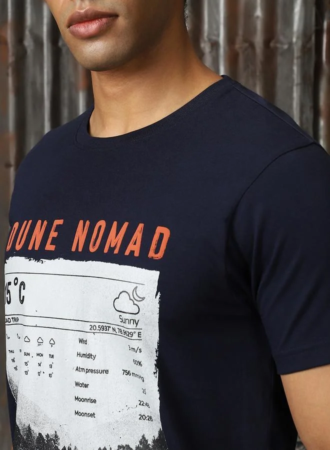 HIGH STAR Men Regular Fit Dune Nomad Graphic Printed Cotton T-shirt