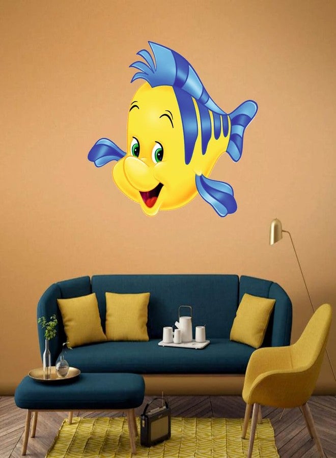Akki Wold Cartoon Funny Smily Yellow Fish Wall Sticker for Living Room/Bedroom/Office (Size - 24 Cm X 29 Cm) - Image 2