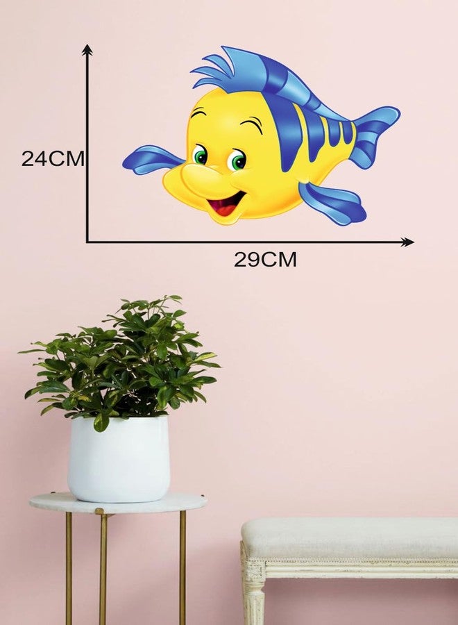 Akki Wold Cartoon Funny Smily Yellow Fish Wall Sticker for Living Room/Bedroom/Office (Size - 24 Cm X 29 Cm) - Image 3