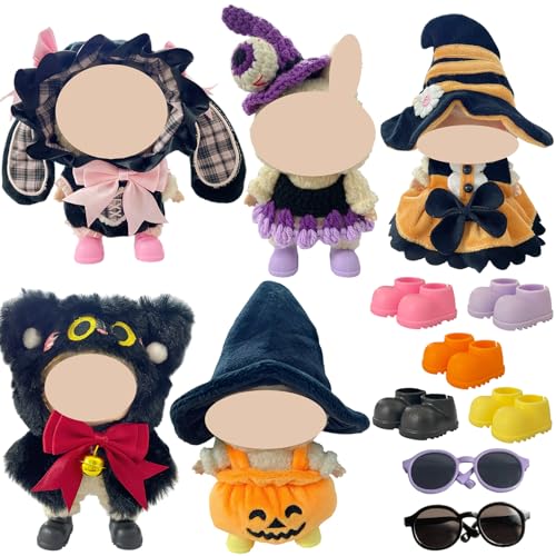 Ezcora 5 Sets Magical Fantasy DressUp Clothes for 17cm Dolls Pumpkin Witch Bunny Cat Fantasy Outfits 67Inch Doll Accessories with Shoes and Glasses Kawaii Idea No Dolls - Image 1