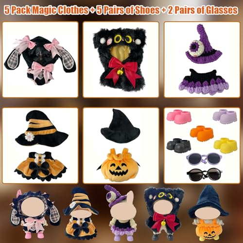 Ezcora 5 Sets Magical Fantasy DressUp Clothes for 17cm Dolls Pumpkin Witch Bunny Cat Fantasy Outfits 67Inch Doll Accessories with Shoes and Glasses Kawaii Idea No Dolls - Image 5
