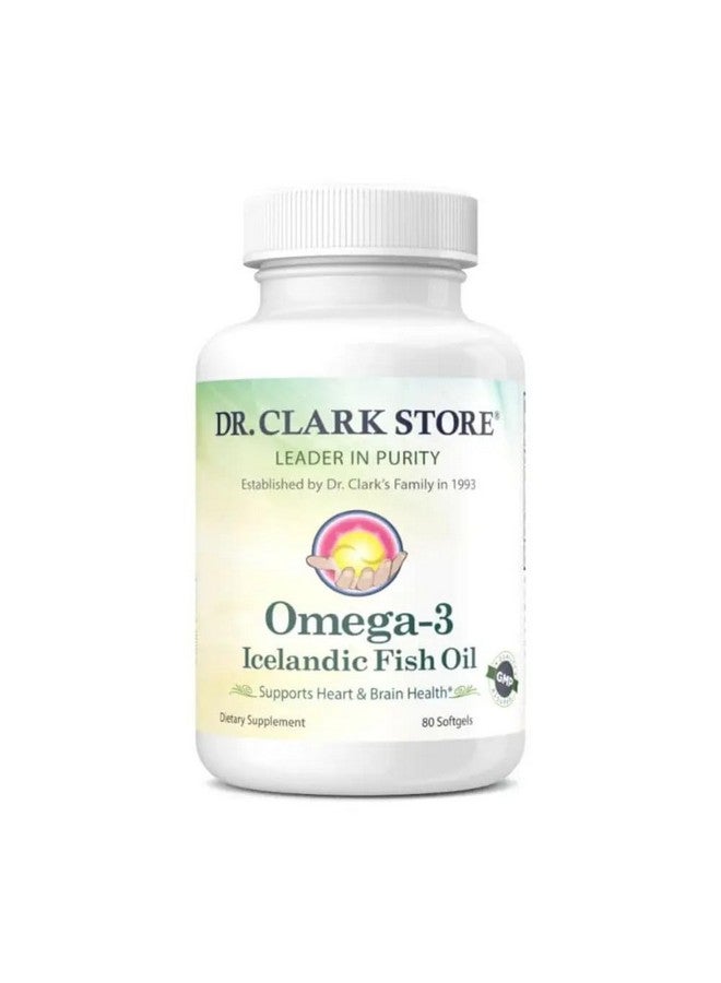 Dr Clark Store Omega-3 Icelandic Fish Oil Supplement - 1000mg, 80 Softgels, Supports Heart, Brain & Joint Health - Image 1