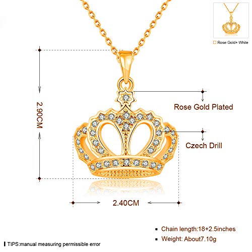 HENGYID Queen Style 18K Rose Gold-Plated Crown Necklace Pendant (Silver) - Image 5