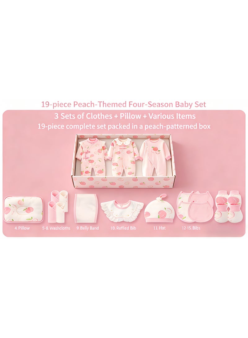 19PCS مجموعة هدية الطفل حديث الولادة ، مجموعة هدية Layette حديث الولادة للأولاد والبنات ، ملحقات الملابس الأساسية للأطفال مع بطانية الطفل ، للربيع الصيف الخريف الشتاء أربعة مواسم - Image 5