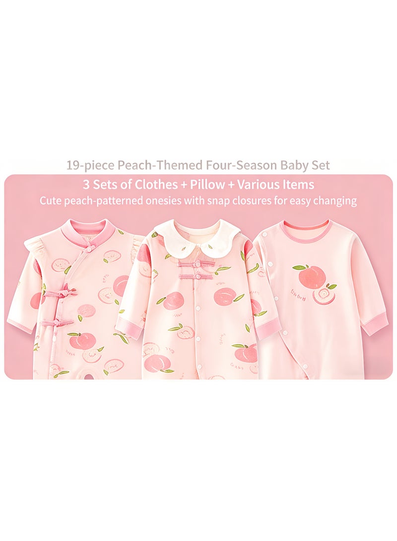19PCS مجموعة هدية الطفل حديث الولادة ، مجموعة هدية Layette حديث الولادة للأولاد والبنات ، ملحقات الملابس الأساسية للأطفال مع بطانية الطفل ، للربيع الصيف الخريف الشتاء أربعة مواسم - Image 2