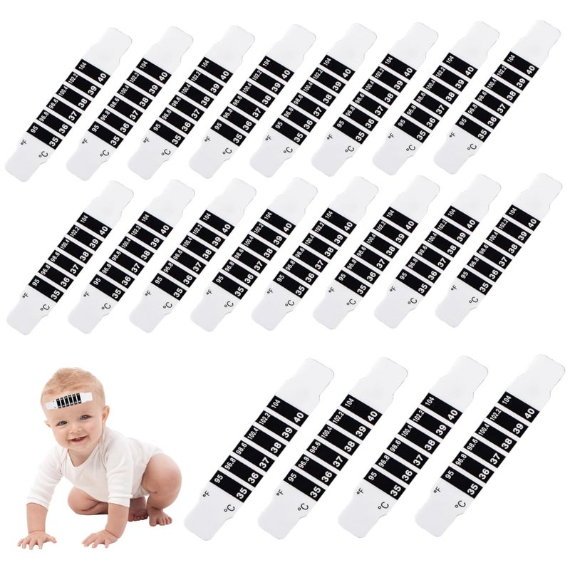 Quick Temperature Measurement Sticker 20-piece Reusable Portable Frontal Temperature Detection Sticker Black for Home/School/Travel - Image 1