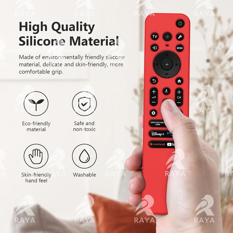 Raya غطاء سيليكون متوافق مع جهاز التحكم عن بعد Sony TV RMF-TX811D / TX900 MG3 / TX800U 2024 BRAVIA سلسلة غلاف واقي [جهاز التحكم غير متضمن] (أحمر كامل)  - Image 3