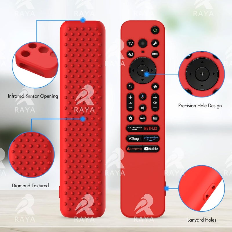 Raya غطاء سيليكون متوافق مع جهاز التحكم عن بعد Sony TV RMF-TX811D / TX900 MG3 / TX800U 2024 BRAVIA سلسلة غلاف واقي [جهاز التحكم غير متضمن] (أحمر كامل)  - Image 4