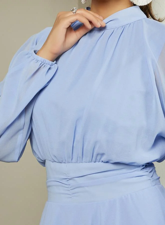 Styli Tiered Chiffon Dress