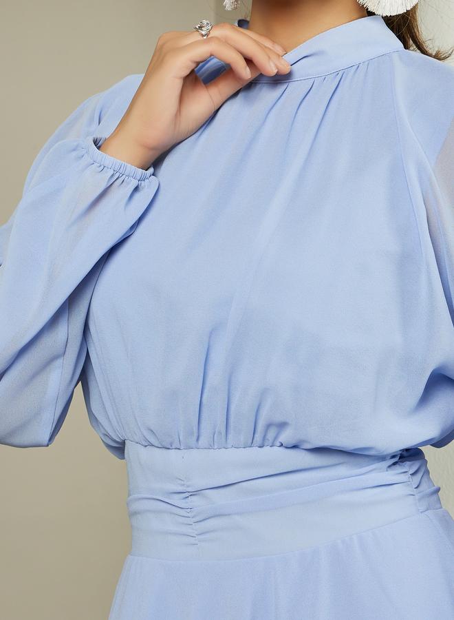 Styli Women Elegant Plain Long Sleeves A-Line Maxi Dress - Image 4