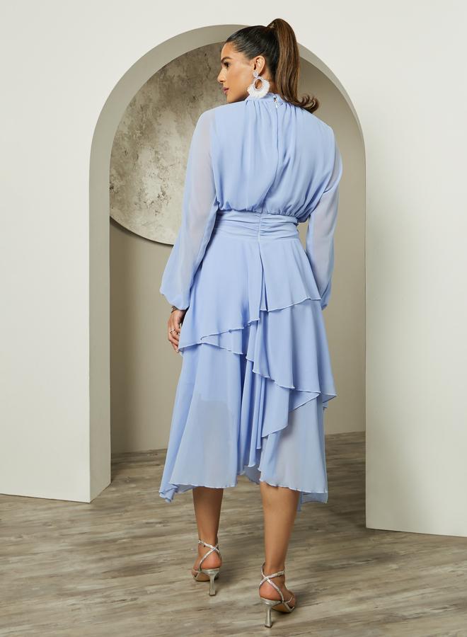 Styli Women Elegant Plain Long Sleeves A-Line Maxi Dress - Image 5