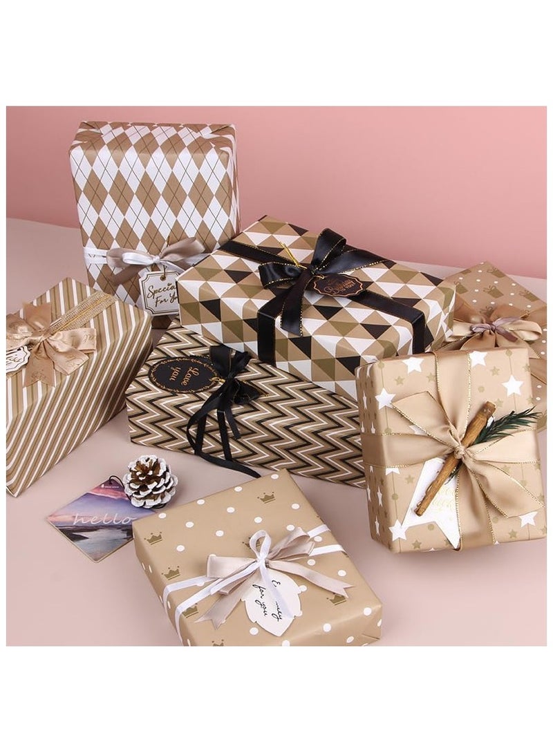 DELGREEN 7 Sheets Gift Wrapping Paper with Ribbon Sticker Tape Set, Durable Gift Wrap Set for Birthday Party, Valentines Day, Wedding, Baby Shower, Bridal Shower, Graduation - Image 4