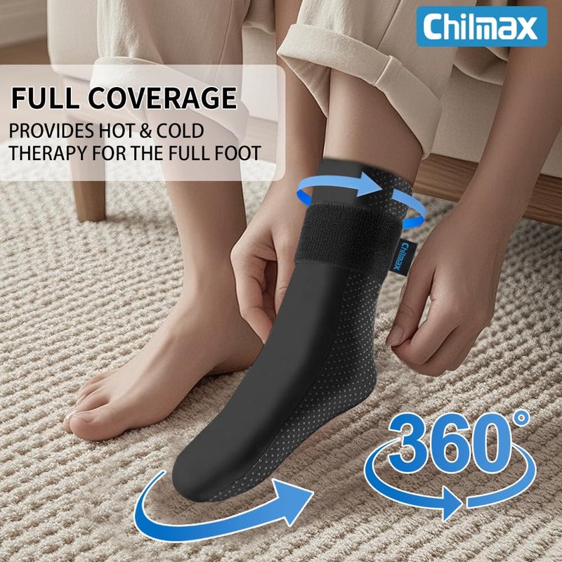 Chilmax Foot Ice Pack Sock,Gel Cold Hot Therapy Neuropathy Sock Pain Relief for Feet,Full Foot Ankle Heel Toes Cooling Compress Wrap for Gout,Swelling,Sprains,Injuries Recovery - Image 3