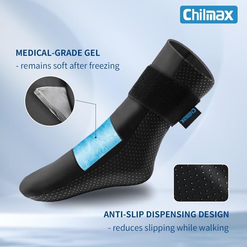 Chilmax Foot Ice Pack Sock,Gel Cold Hot Therapy Neuropathy Sock Pain Relief for Feet,Full Foot Ankle Heel Toes Cooling Compress Wrap for Gout,Swelling,Sprains,Injuries Recovery - Image 4