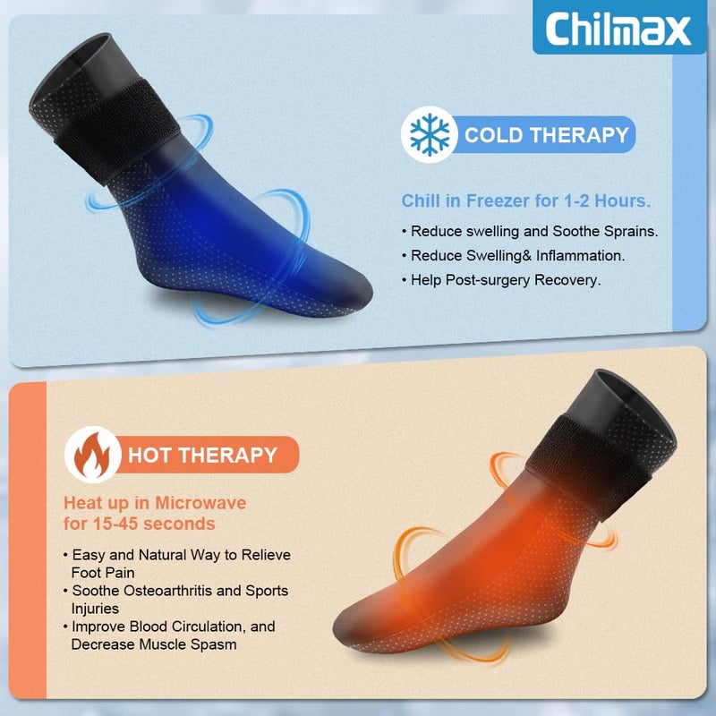Chilmax Foot Ice Pack Sock,Gel Cold Hot Therapy Neuropathy Sock Pain Relief for Feet,Full Foot Ankle Heel Toes Cooling Compress Wrap for Gout,Swelling,Sprains,Injuries Recovery - Image 5