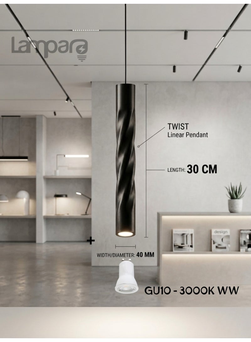 لامبارا انبوب إنارة علاقي أسود مودرن – سبوت لايت GU10 – تصميم تويست أنيق – قابل لتعديل الارتفاع - Image 3