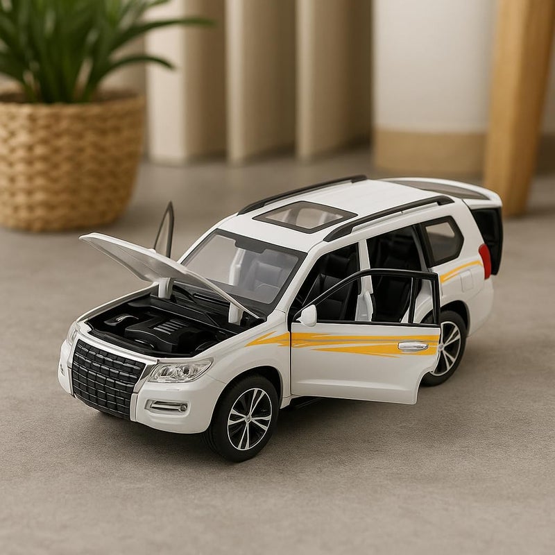 Fitto 1:32 Scale Mitsubishi Pajero SUV Metal Car Toy with Sound & Light for Children - White Color, Die-Cast Model with Realistic Features for Boys & Girls, Ideal Gift for Car Enthusiasts - Image 2