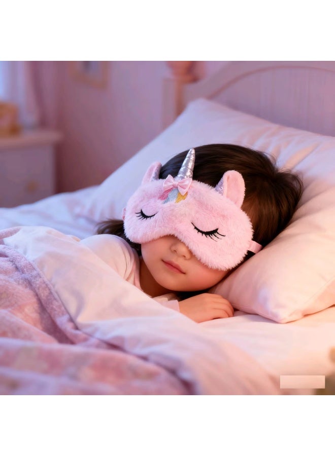Sleeping Mask for Kids, 2Pack Soft Plush Unicorn Sleeping Mask Cute Funny Blindfold Sleep Eye Covers Animal Sleep Mask for Kids Girls Women - Image 5