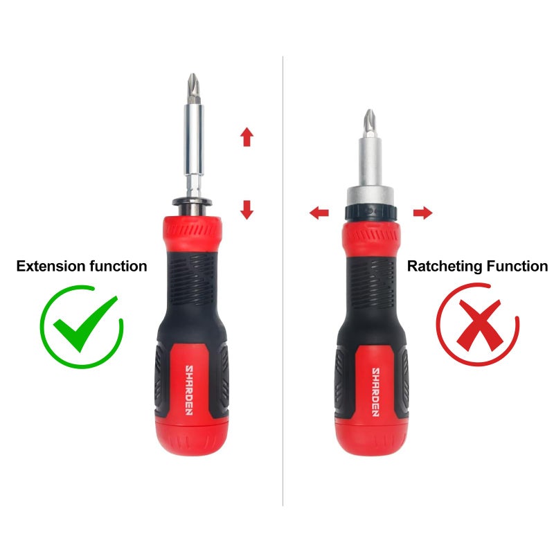 SHARDEN Multi Screwdriver 13-in-1 Screw Driver Adjustable Screwdriver Set Multitool All in One with Torx Security, Flat Head, Phillips, Hex, Square and 1/4 Nut Driver - Image 5