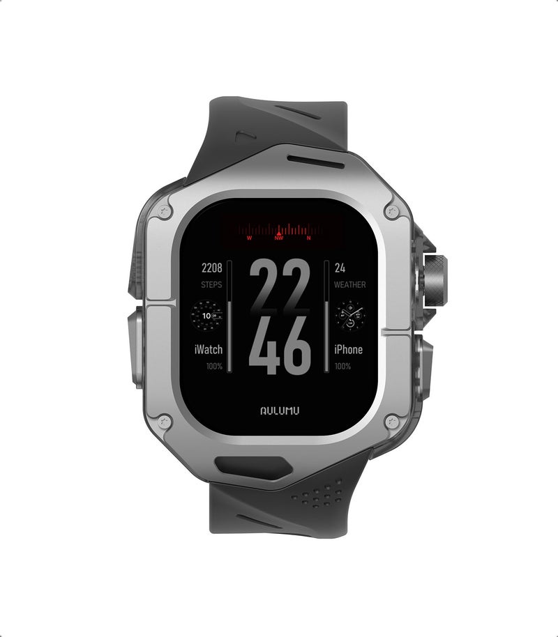 Aulumu A01 Titanium Case with Apple Watch Ultra Band 49MM Luxury Design Only for Apple Watch Band Ultra 123 49mm Titanium Case with Black Straps - Image 2