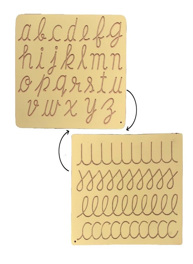 RCW Wooden Tracing Board for Kids Educational Learning Toys with Pencil Educational Letter Slate Reading & Writing Practice Board for Baby Double-Sided Small Cursive & Cursive Pattern (Set of 1) - Image 1