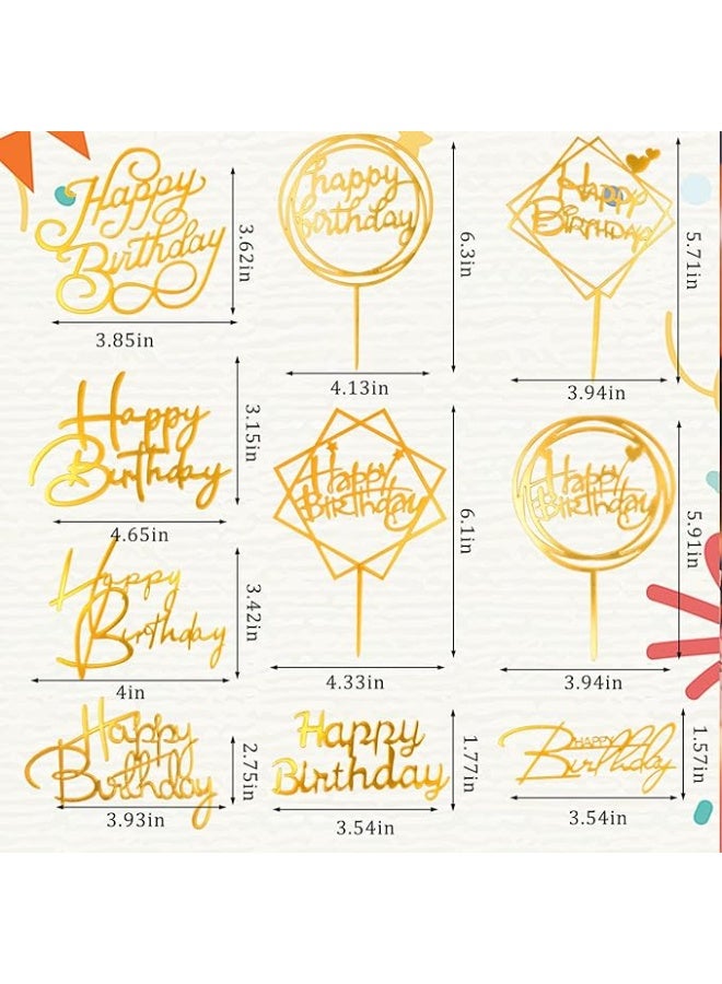 10PCS Gold Happy Birthday Cake Toppers Acrylic Glitter Birthday Cupcake Toppers for DIY Cake Sign Decorations, Personalized Cake Toppers Birthday Party Supplies and Decor - Image 3