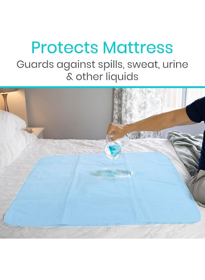 Vive Bed Pads for Incontinence Washable, Bed Wetting Protection for Adults & Elderly - Waterproof Reusable Underpads for Mattress, Women, Men, Kids, Pets (Blue, 34" x 36") - Image 3