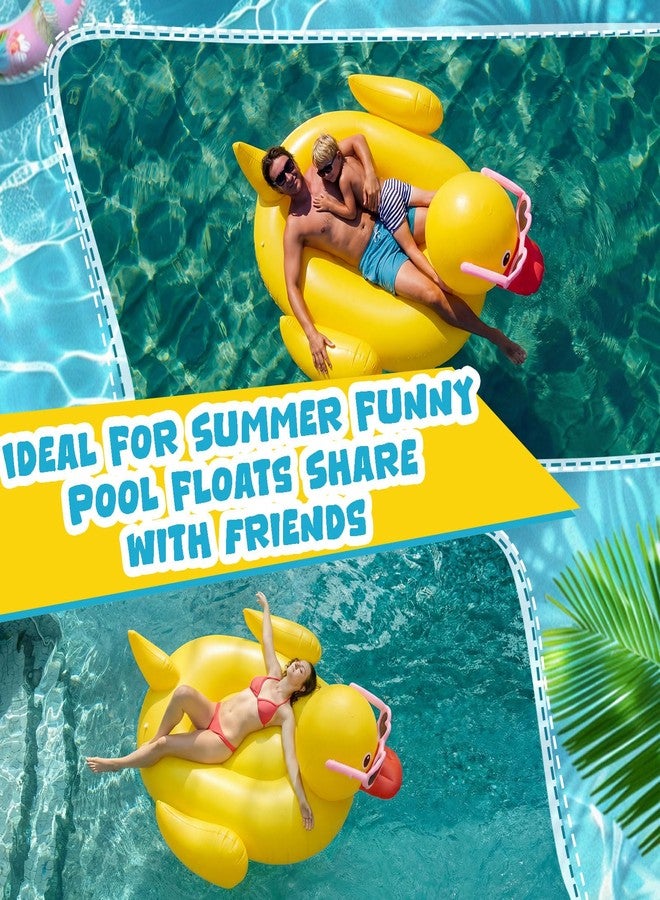 Hungdao 74 L x 57" W Giant Inflatable Ducky Pool Float Huge Inflatable Duck Float Oversized Ride on Animal Pool Floats Lake Tubes Large Water Lounge Chair for Beach with Stable Wings Without Pump - Image 4