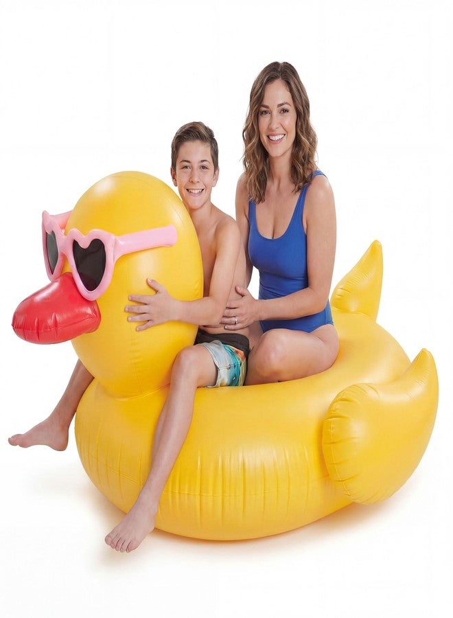 Hungdao 74 L x 57" W Giant Inflatable Ducky Pool Float Huge Inflatable Duck Float Oversized Ride on Animal Pool Floats Lake Tubes Large Water Lounge Chair for Beach with Stable Wings Without Pump - Image 1