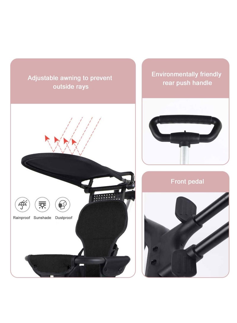 XiuWoo Convenience Lightweight Portable Foldable Toddler Stroller, Baby Stroller, Airplane Stroller, Travel Stroller with 360°-wheel, Sunshine Canopy, Pad, Two Way Push - Image 5