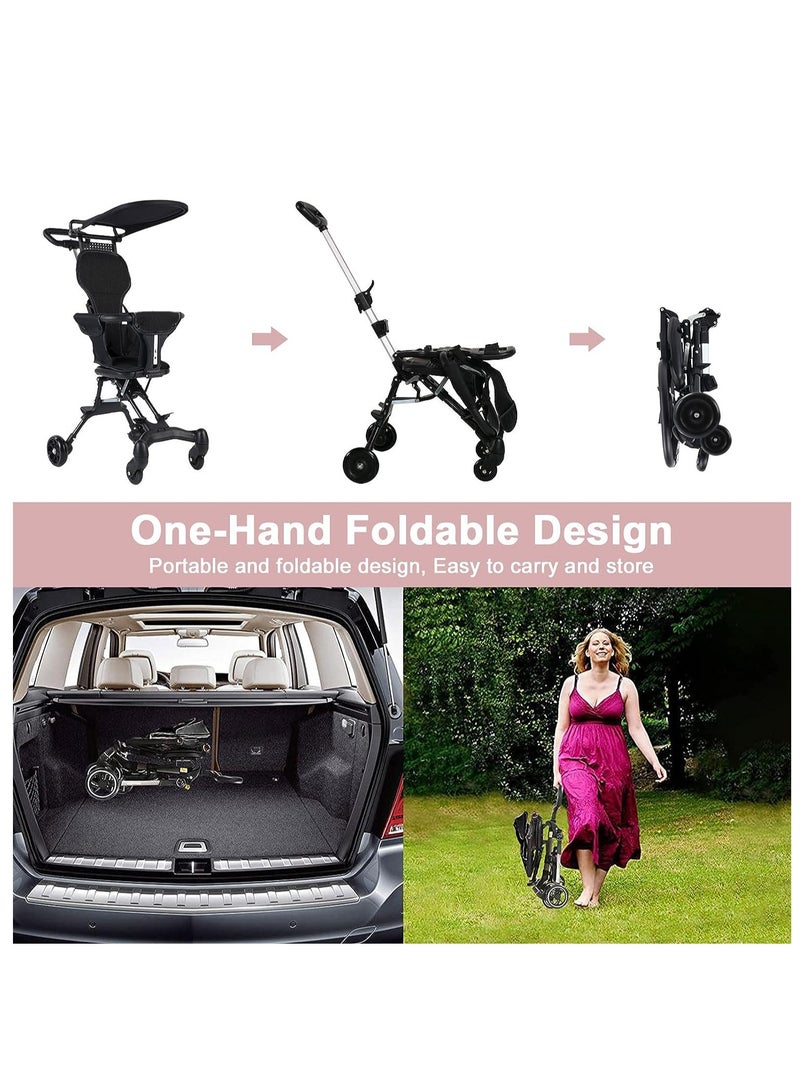 XiuWoo Convenience Lightweight Portable Foldable Toddler Stroller, Baby Stroller, Airplane Stroller, Travel Stroller with 360°-wheel, Sunshine Canopy, Pad, Two Way Push - Image 2