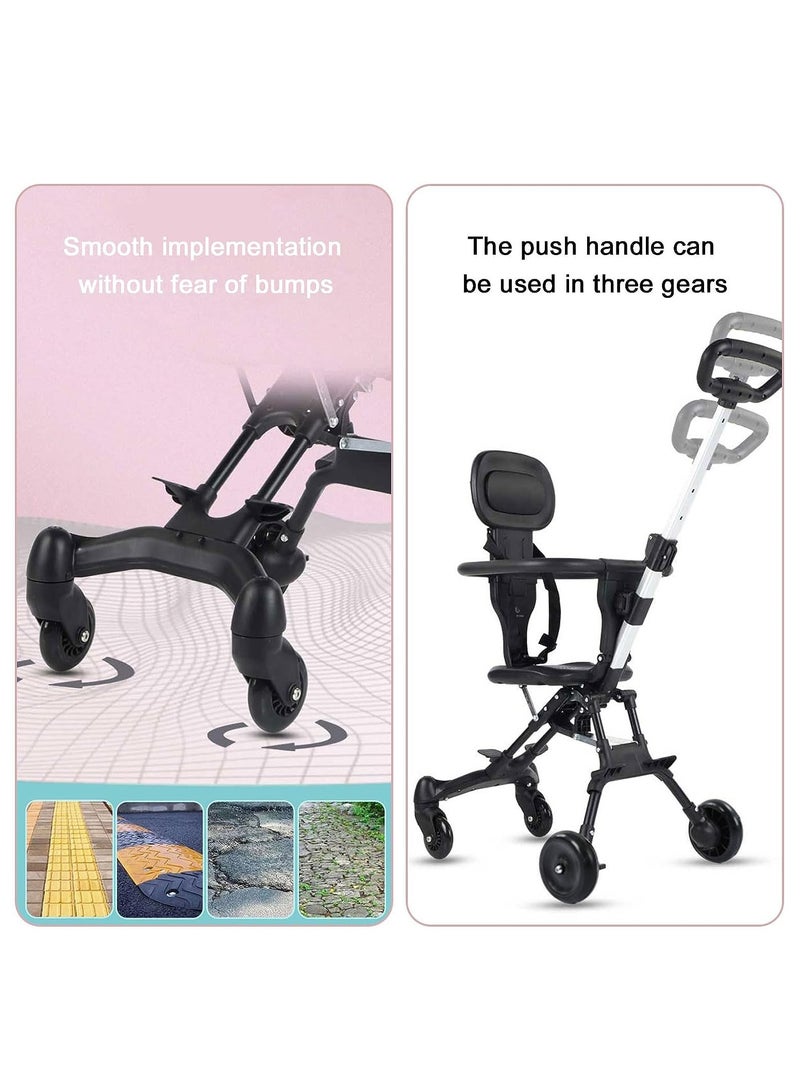 XiuWoo Convenience Lightweight Portable Foldable Toddler Stroller, Baby Stroller, Airplane Stroller, Travel Stroller with 360°-wheel, Sunshine Canopy, Pad, Two Way Push - Image 3