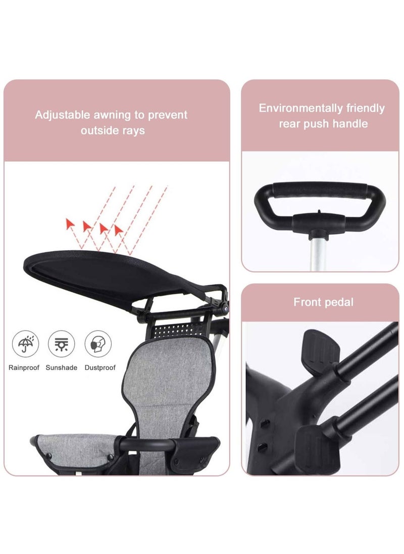 Convenience Lightweight Portable Foldable Toddler Stroller, Baby Stroller, Airplane Stroller, Travel Stroller with 360°-wheel, Sunshine Canopy, Pad, Two Way Push