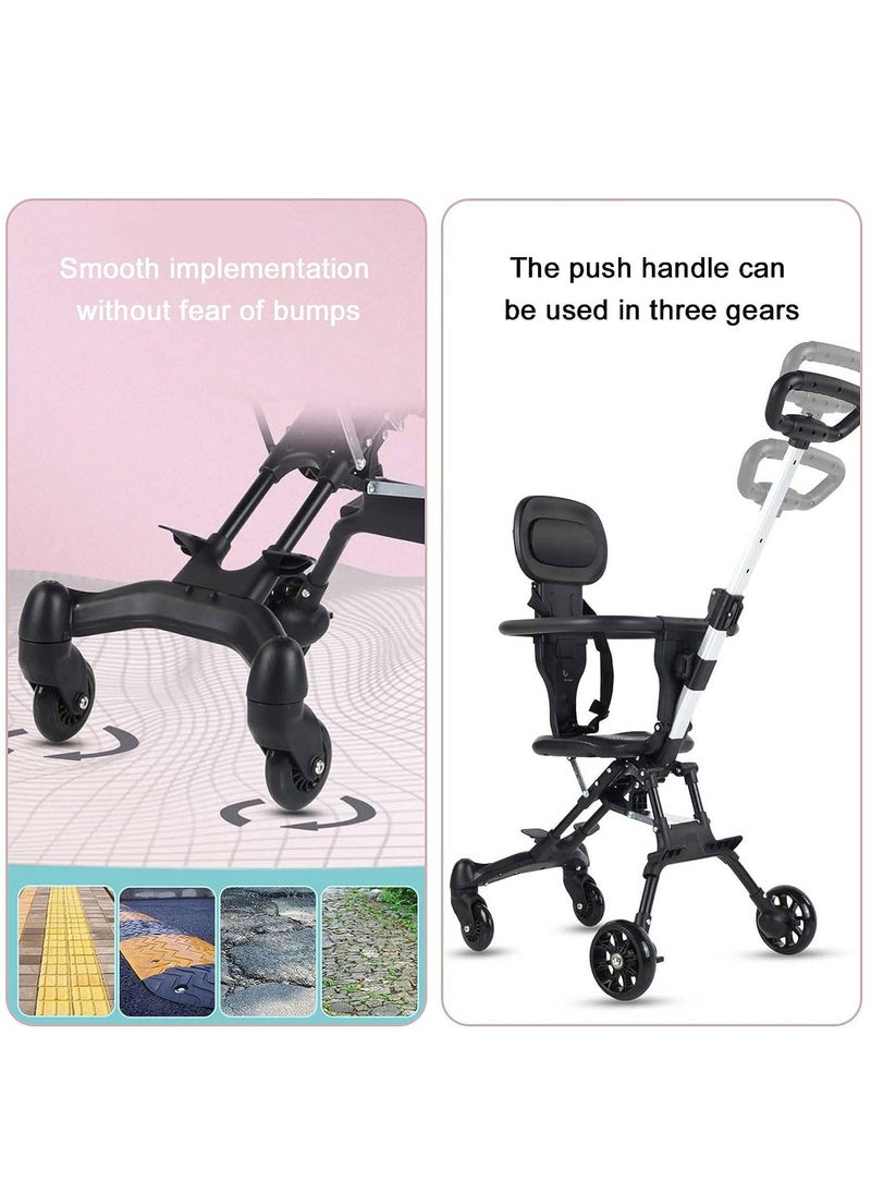 Convenience Lightweight Portable Foldable Toddler Stroller, Baby Stroller, Airplane Stroller, Travel Stroller with 360°-wheel, Sunshine Canopy, Pad, Two Way Push