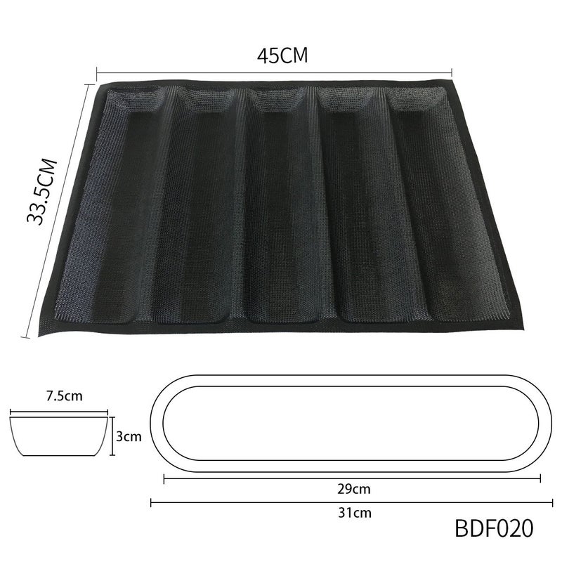 BLUE DROP Bluedrop Hot Dog Molds Silicone Bread Forms Non Stick Bakery Trays For Roll Toasting 5 Loaves 12" Sheets - Image 2