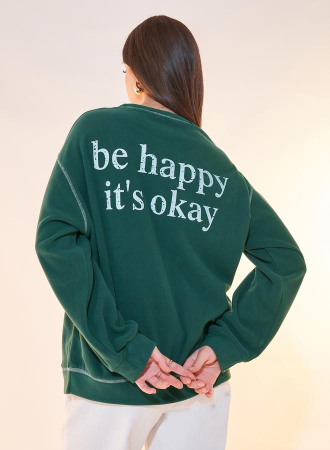 Take Two Oversized Slogan Sweatshirt with Overlock Seam Detail - Image 2