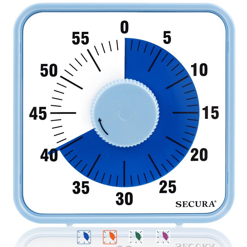 Secura 7.5 Inch Visual Timer, 60 Minute Visual Oversize Countdown Timer for Kids and Adults, Durable Mechanical Time Management Tool (Blue) - Image 1