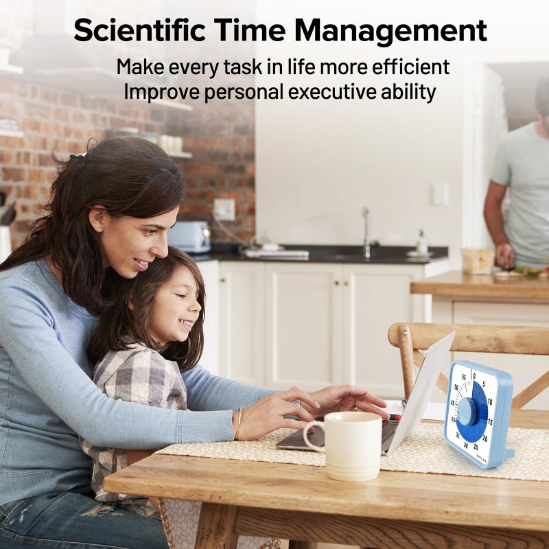 Secura 7.5 Inch Visual Timer, 60 Minute Visual Oversize Countdown Timer for Kids and Adults, Durable Mechanical Time Management Tool (Blue) - Image 5