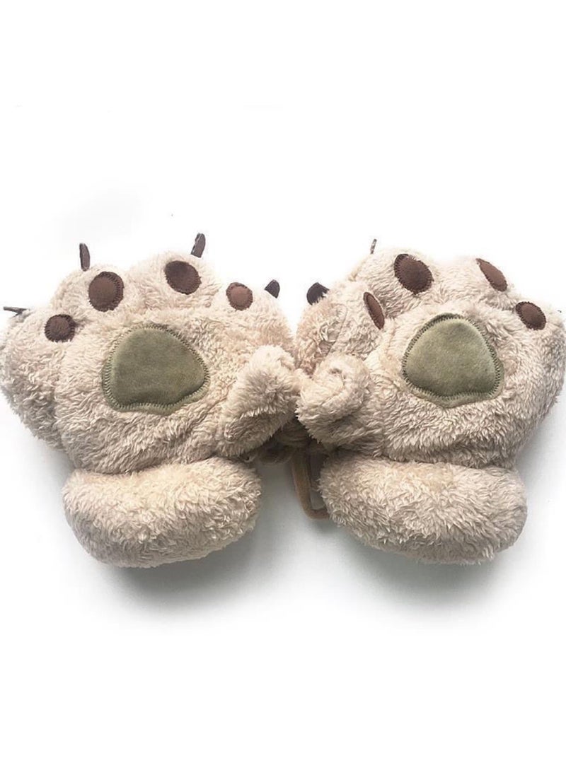 Generic Winter Women's Bear Claw Half Palm Gloves  - Image 1