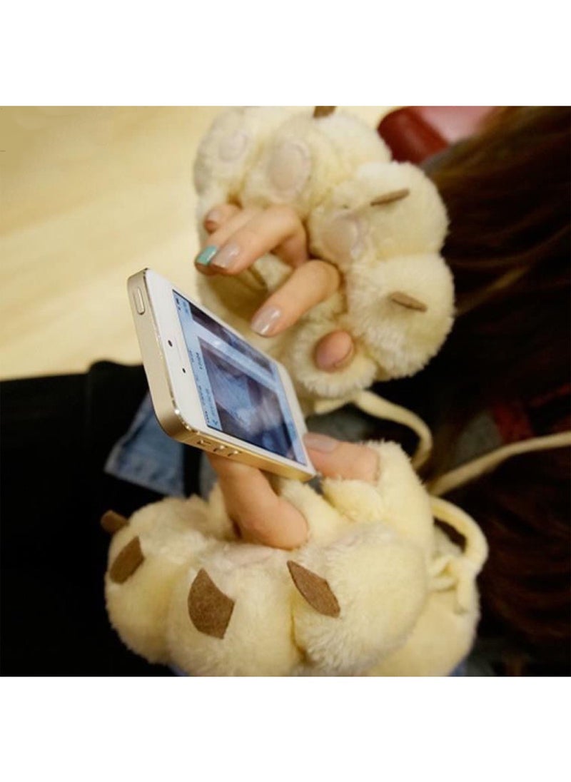Generic Winter Women's Bear Claw Half Palm Gloves  - Image 2