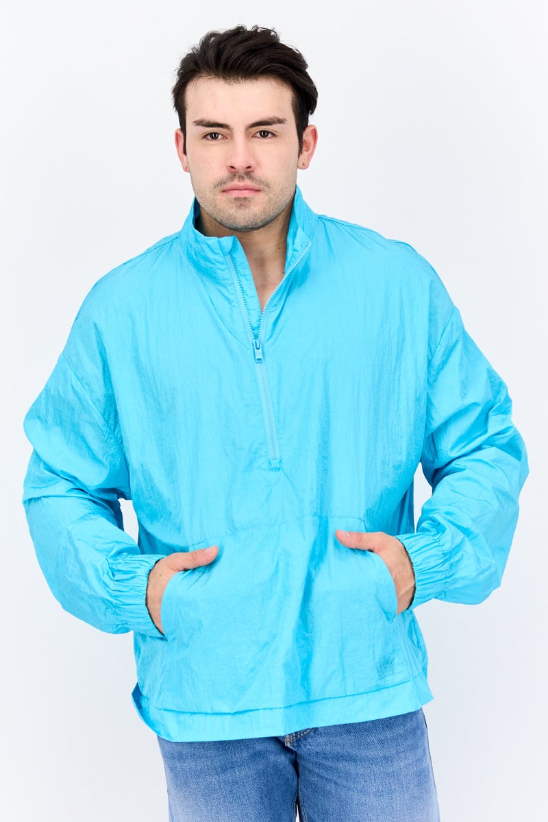 royalty Men Solid Windbreaker Jacket, Turquoise  - Image 1