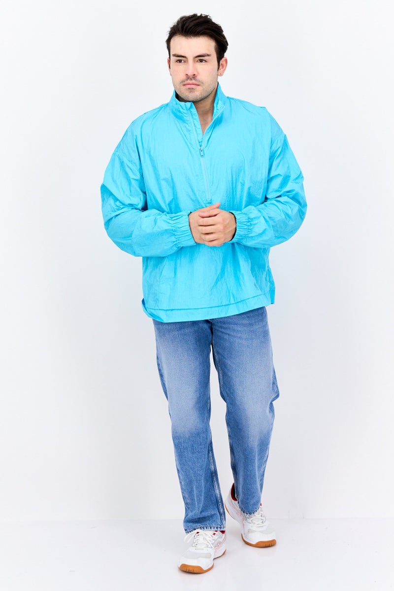 royalty Men Solid Windbreaker Jacket, Turquoise  - Image 3