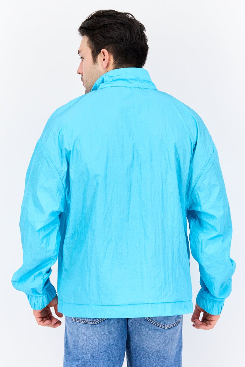 royalty Men Solid Windbreaker Jacket, Turquoise  - Image 2