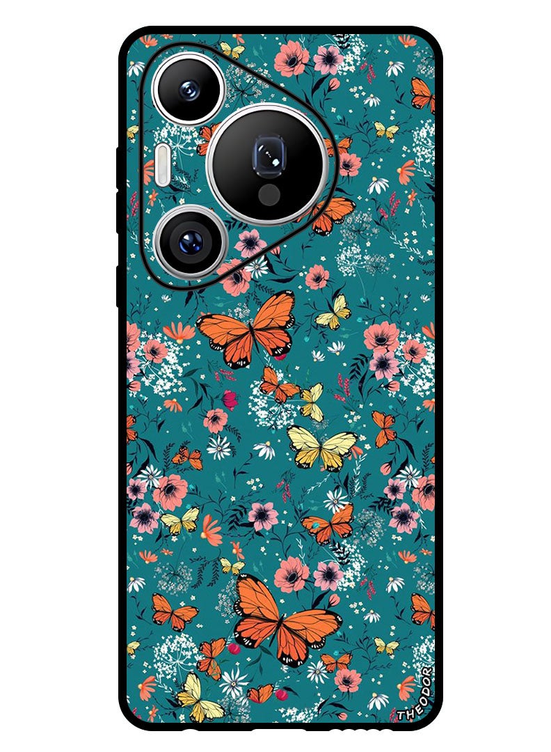 Theodor Protective Case Anti Scratch Shock Proof Bumper Cover For Huawei Pura 70 Pro Butt Flowers - Image 1