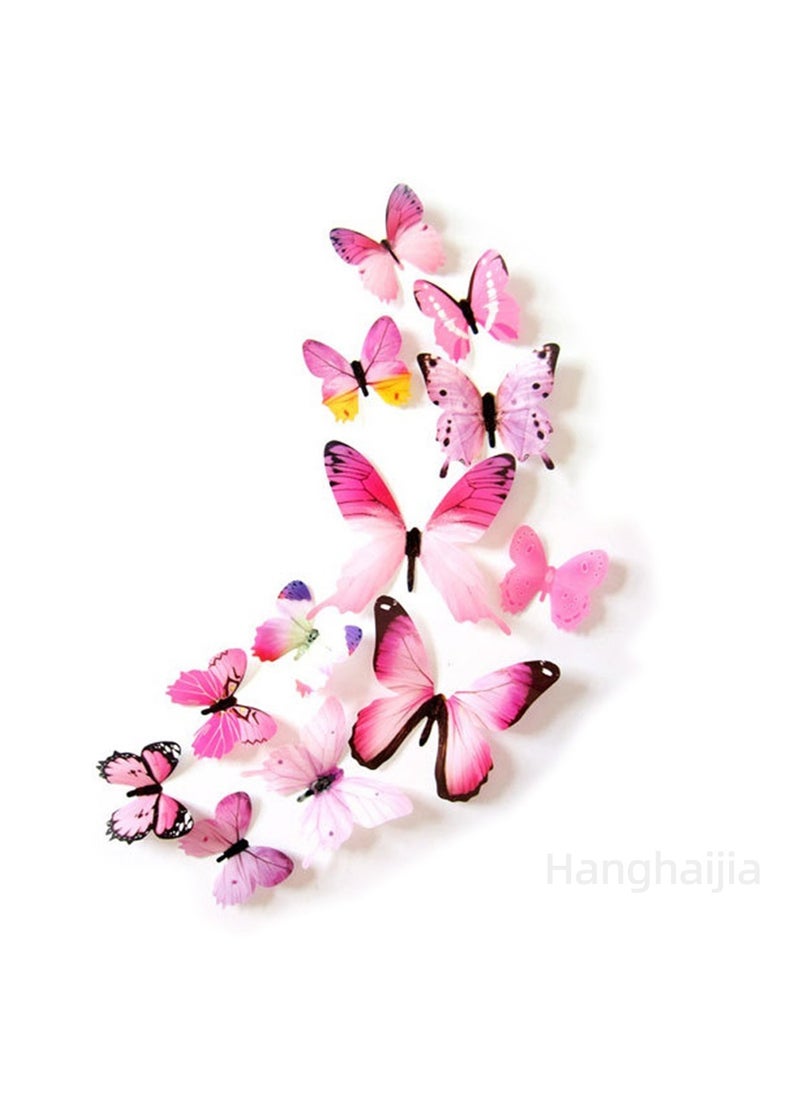 Hanghaijia - 12 Pcs 3D Butterfly Wall Sticker, Detachable Mural DIY Self-adhesive Suitable For Home Room And Kindergarten Wall Decoration - Image 1