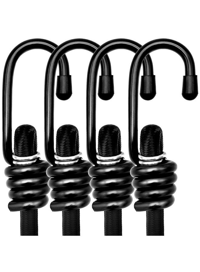 Cerpourt 24" Heavy Duty Bungee Cords with Hooks, Black 4 Pack Industrial Grade Heavy Duty Straps Outdoor for Bikes, Tie Downs, Camping & Cars,Bungee Cord Tie Downs - Image 1