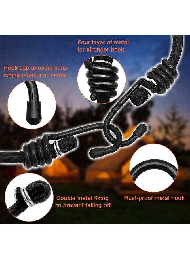 Cerpourt 24" Heavy Duty Bungee Cords with Hooks, Black 4 Pack Industrial Grade Heavy Duty Straps Outdoor for Bikes, Tie Downs, Camping & Cars,Bungee Cord Tie Downs - Image 3