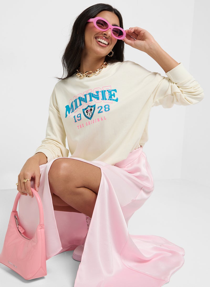 Disney Minnie Oversize Varsity Style Sweatshirt  - Image 1