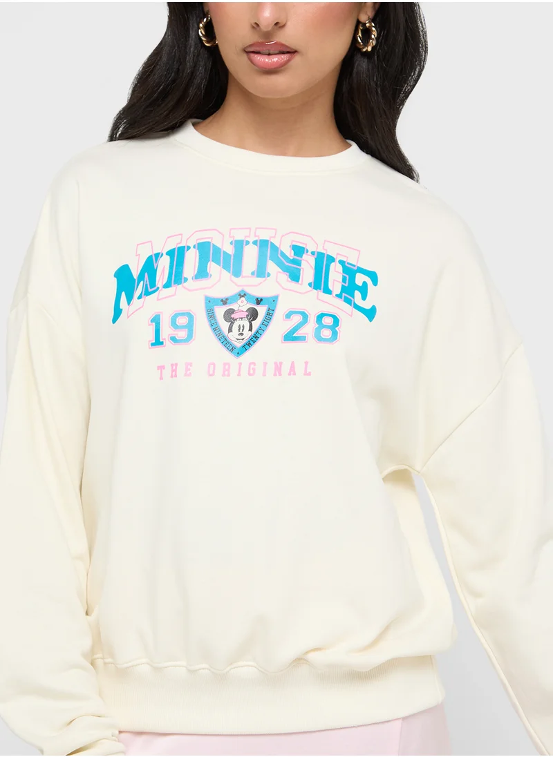 Disney Minnie Oversize Varsity Style Sweatshirt