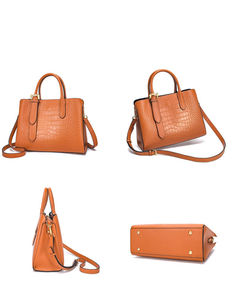 Genuine Leather Women'S Bag Shoulder Bag Girls High-End Crocodile Pattern Tote Bag Women'S Versatile Fashion Crossbody Bag - Image 5